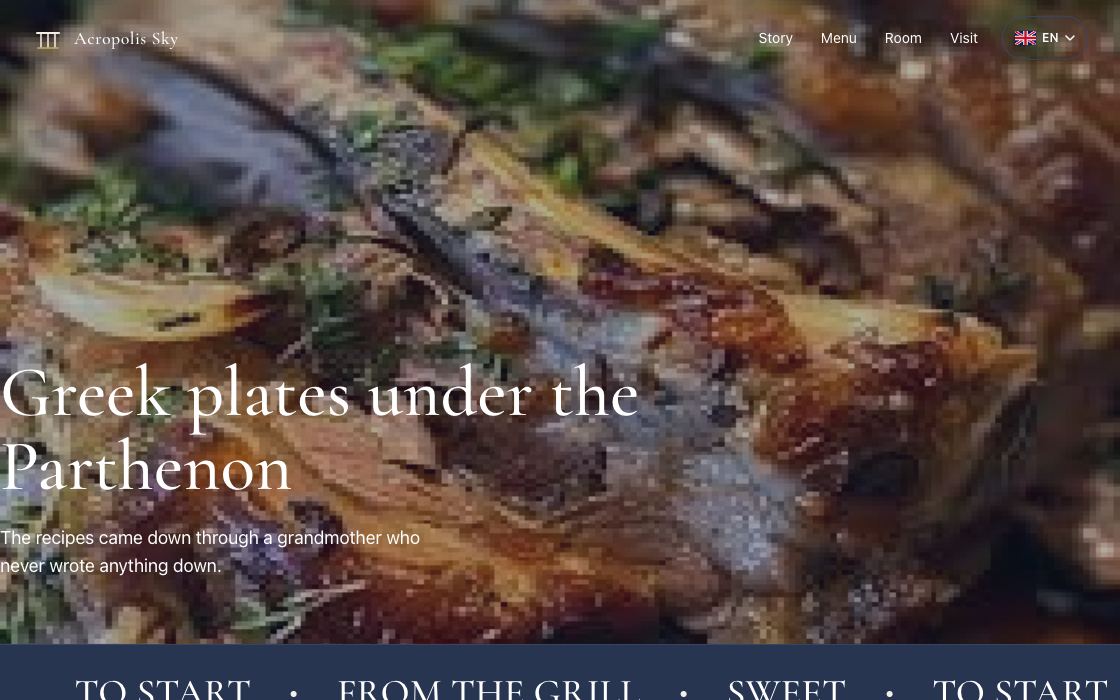 Acropolis Sky restaurant website design