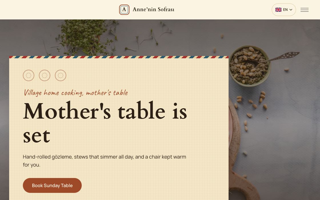 Anne'nin Sofrası restaurant website design