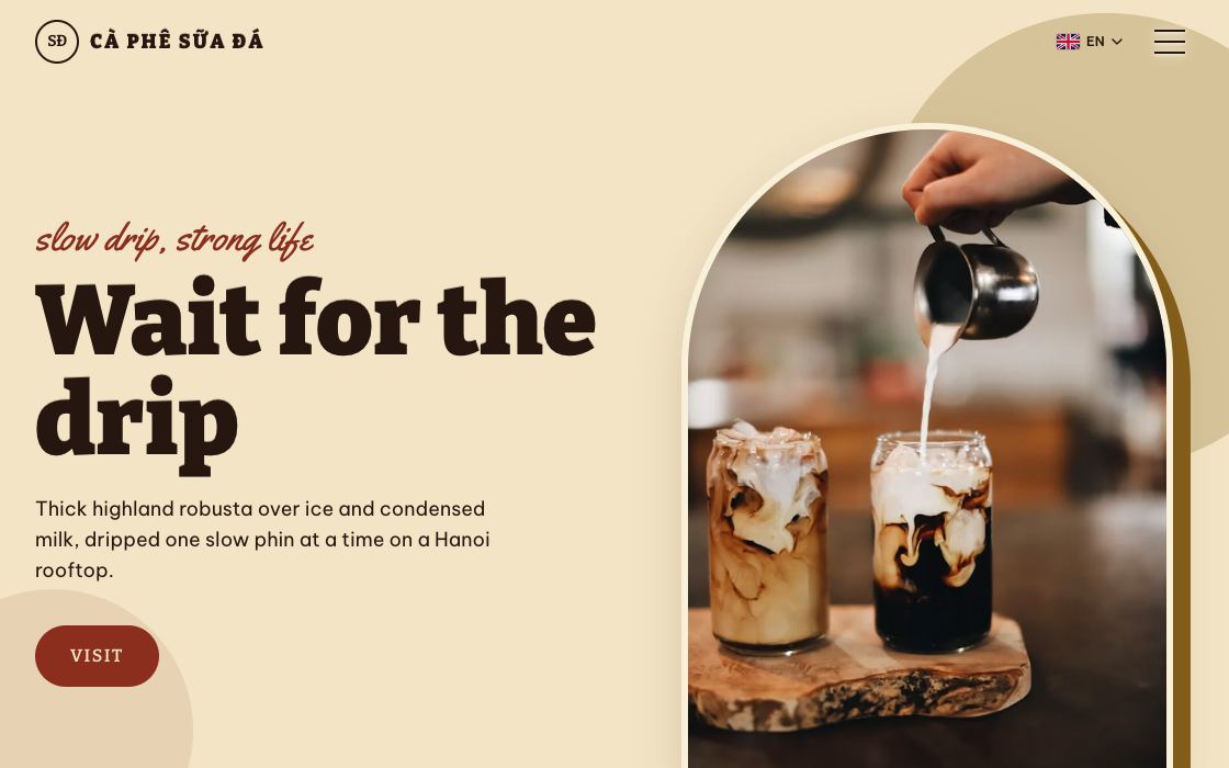 Cà Phê Sữa Đá restaurant website design