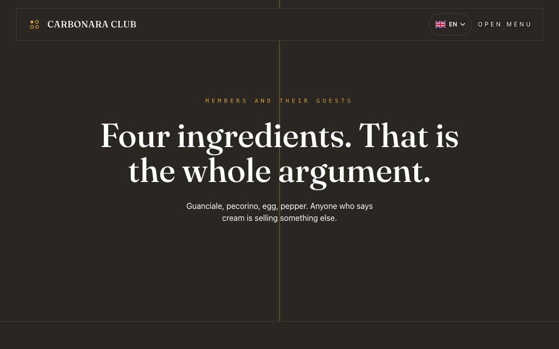 Carbonara Club restaurant website design