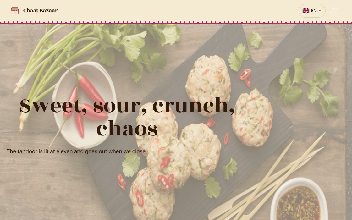 Chaat Bazaar restaurant website design