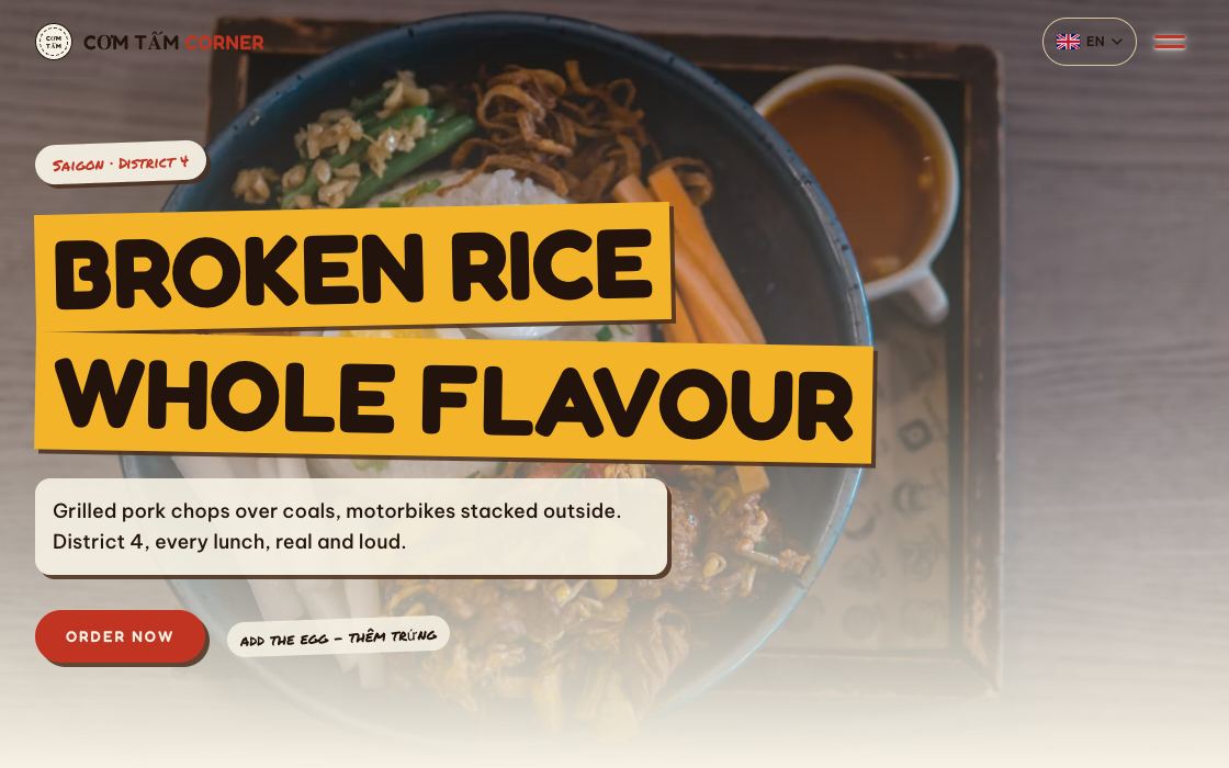 Com Tam Corner restaurant website design