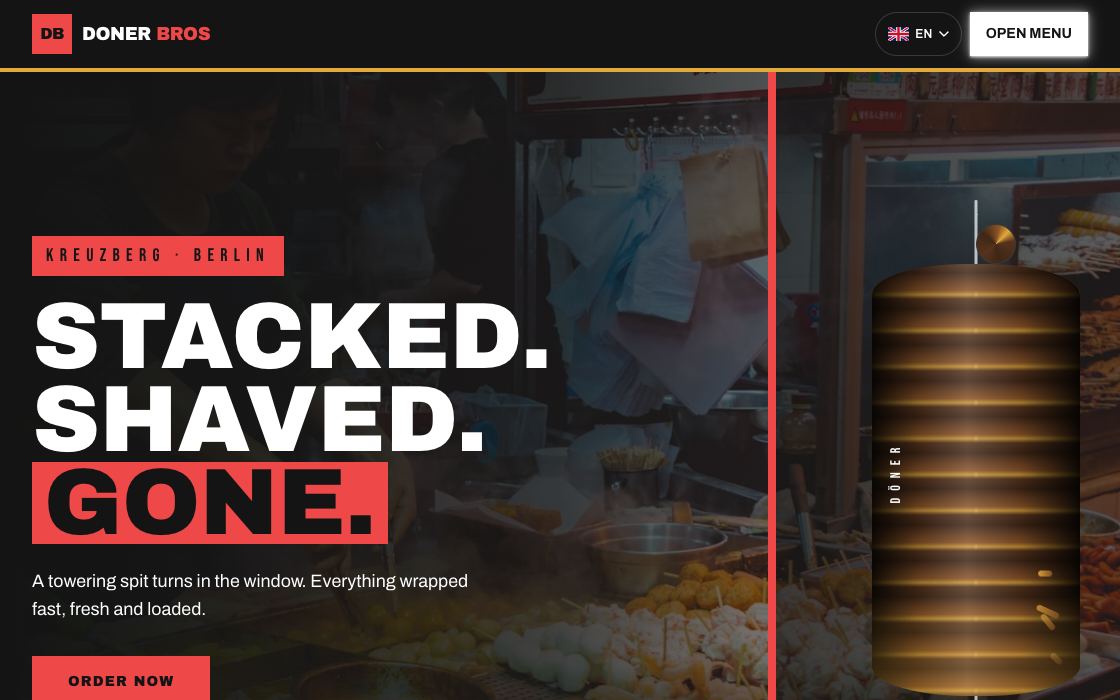 Doner Bros restaurant website design
