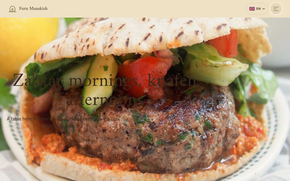 Furn Manakish restaurant website design