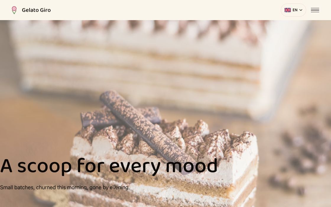 Gelato Giro restaurant website design