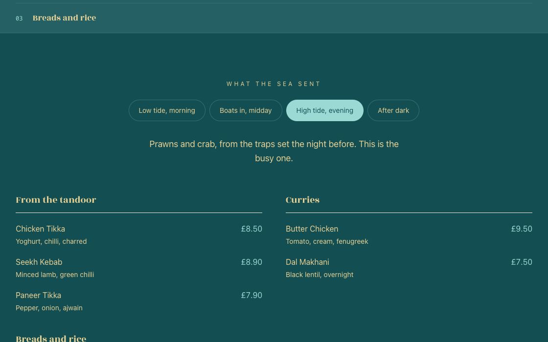 Goa Beach Shack restaurant website design