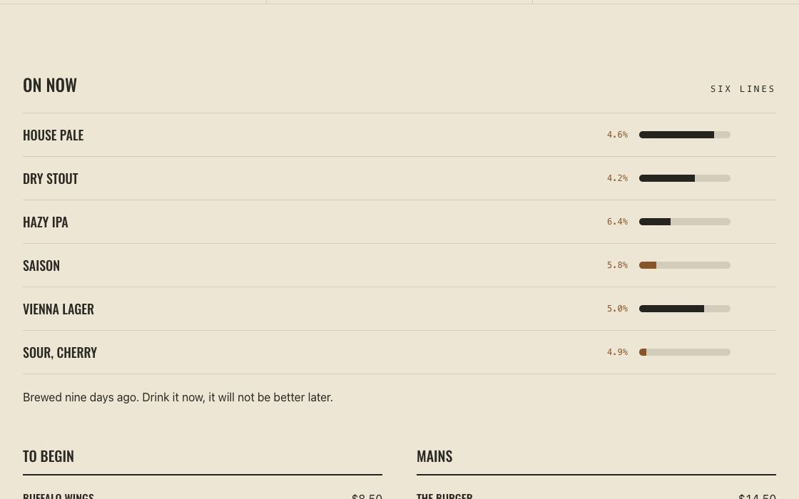 Hop & Barrel restaurant website design