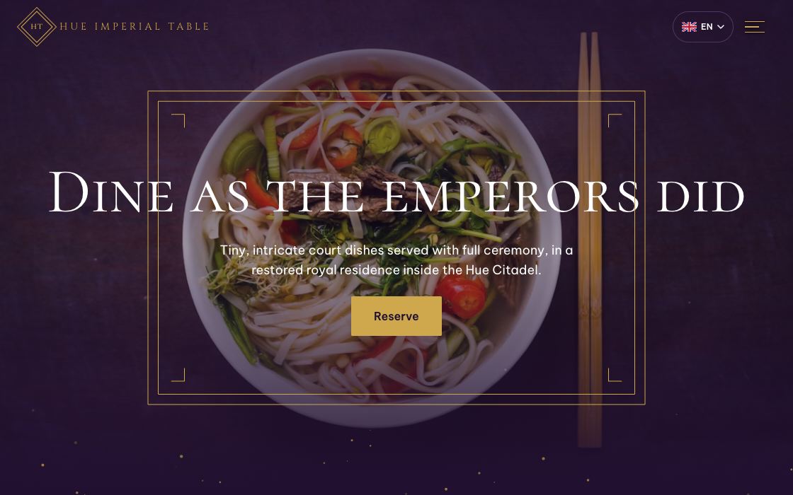 Hue Imperial Table restaurant website design