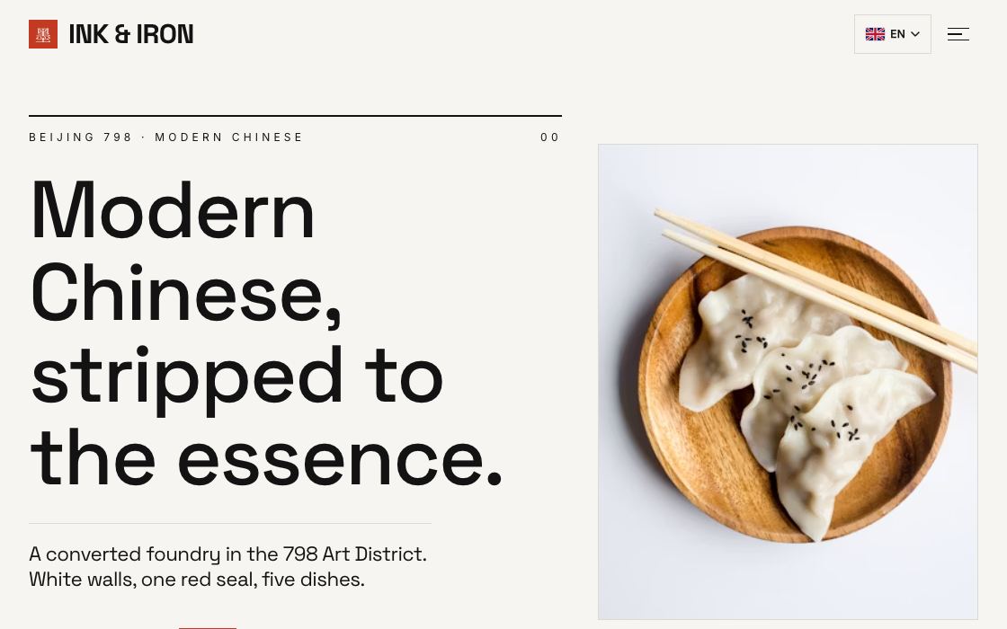 Ink & Iron restaurant website design