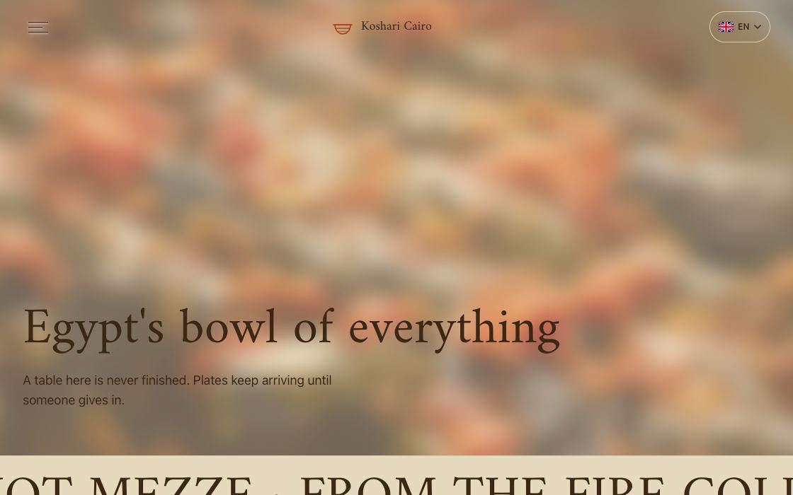 Koshari Cairo restaurant website design