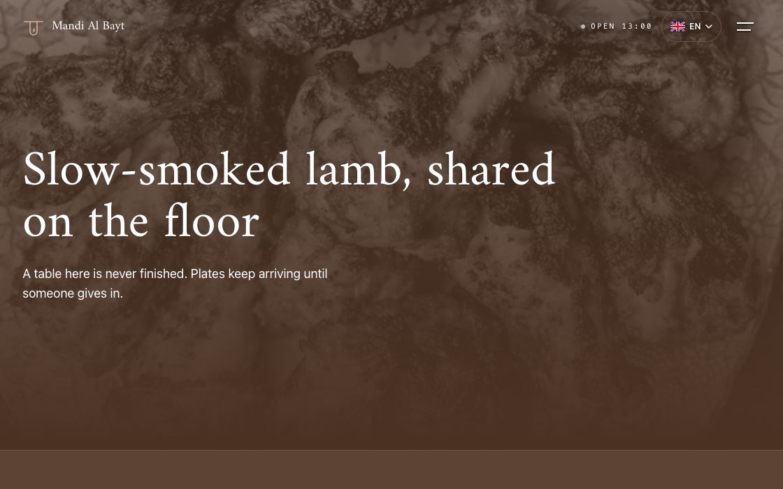 Mandi Al Bayt restaurant website design