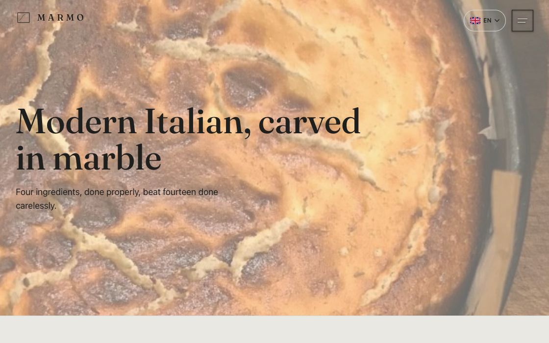 Marmo restaurant website design