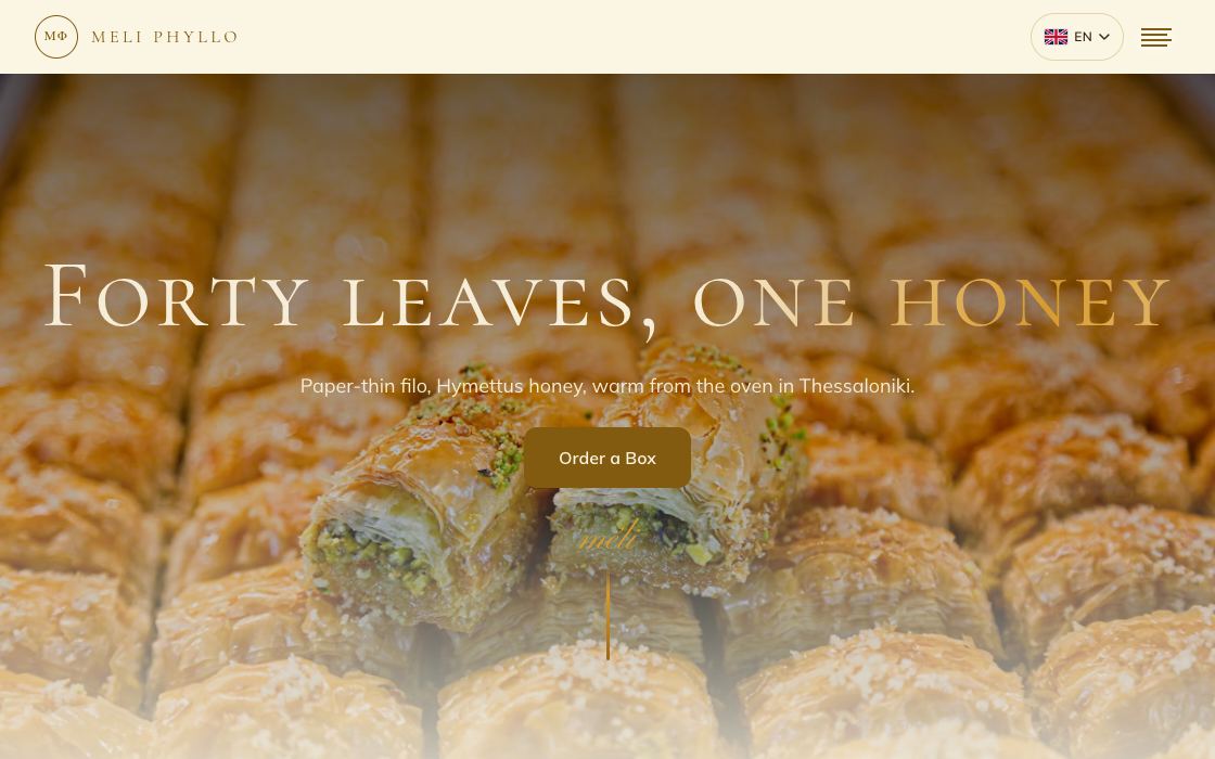 Meli Phyllo restaurant website design