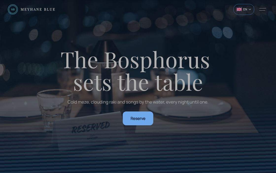 Meyhane Blue restaurant website design