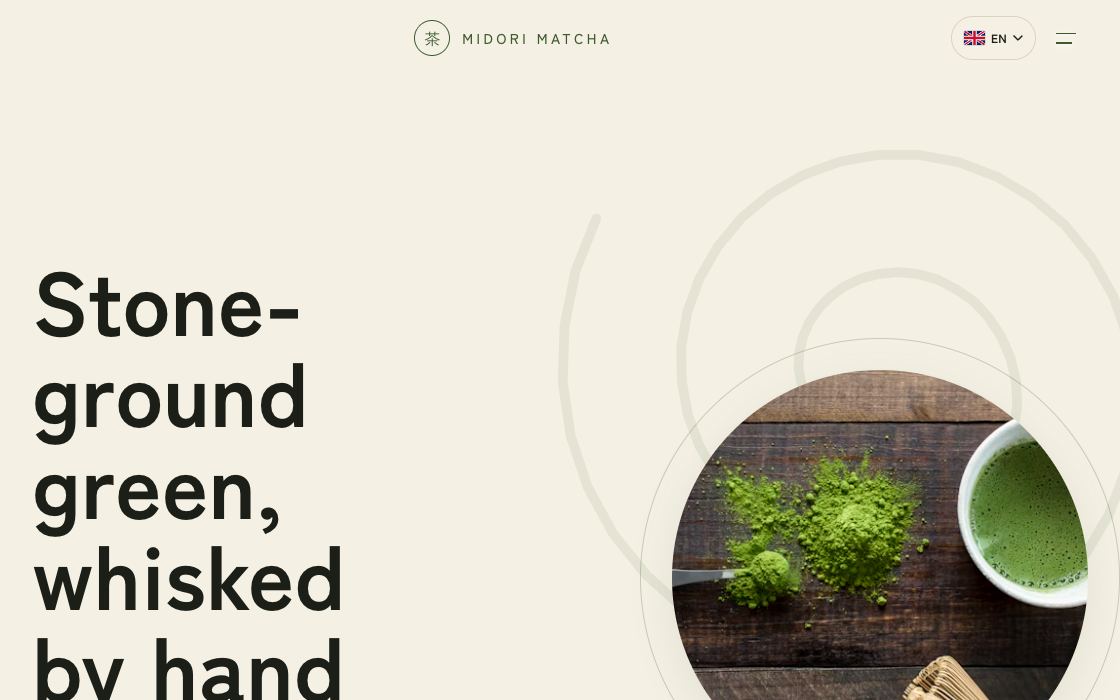 Midori Matcha restaurant website design