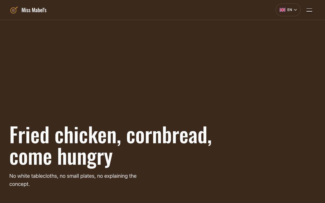 Miss Mabel's Soul restaurant website design