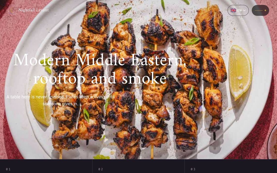 Nightfall Levant restaurant website design