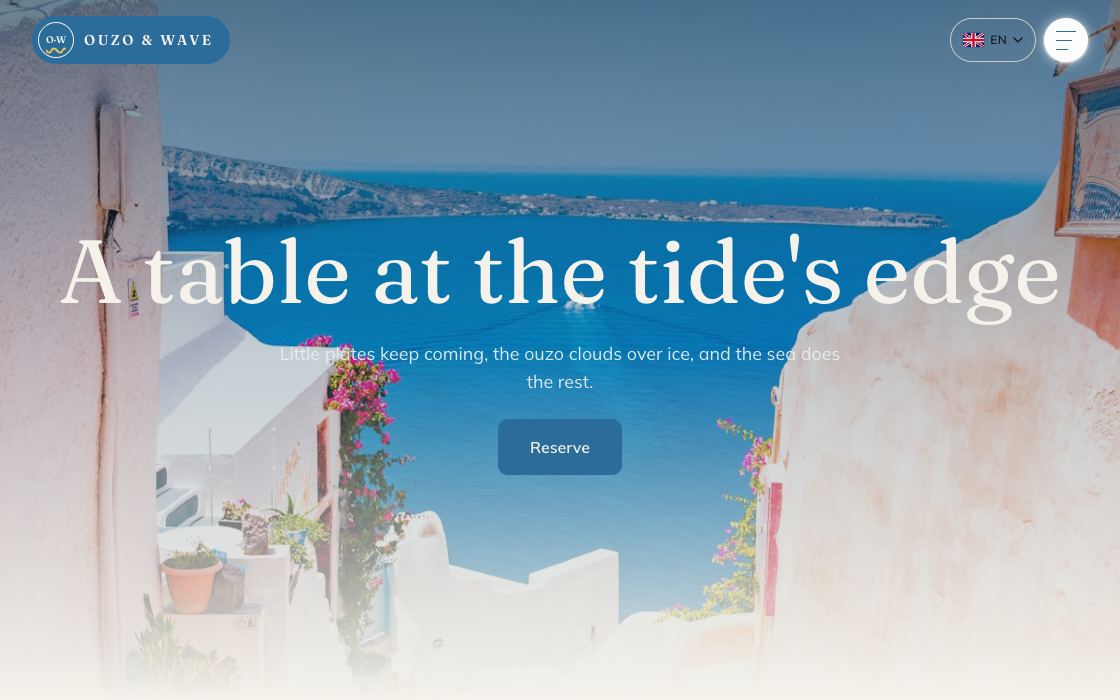 Ouzo & Wave restaurant website design