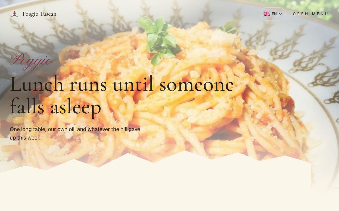 Poggio Tuscan restaurant website design