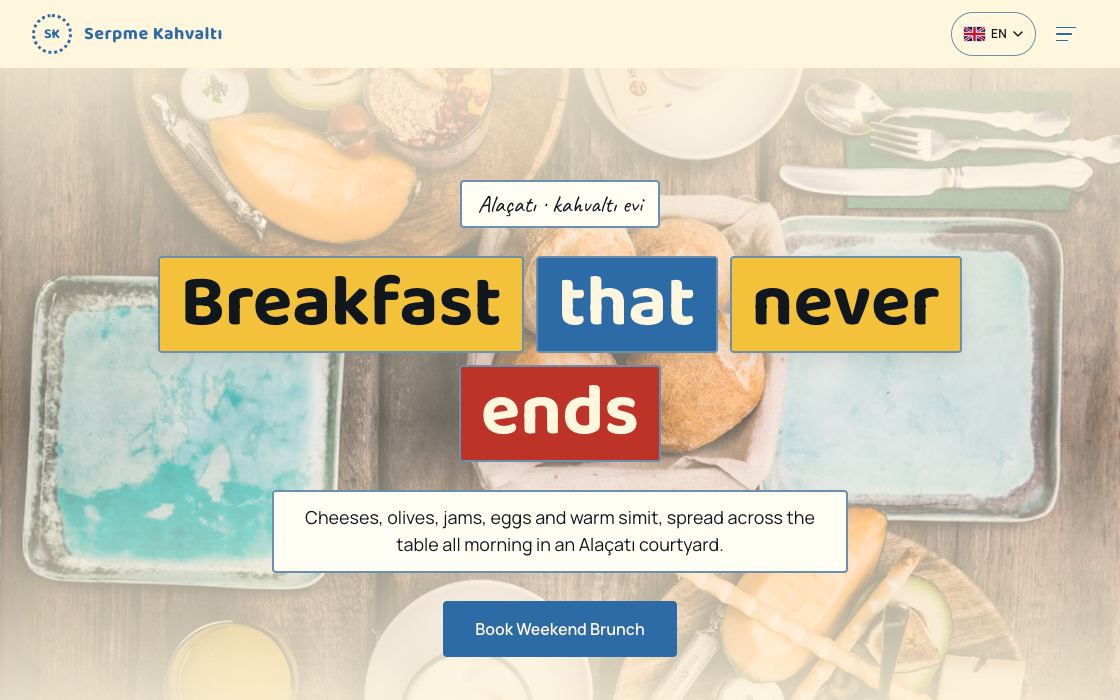 Serpme Kahvaltı restaurant website design