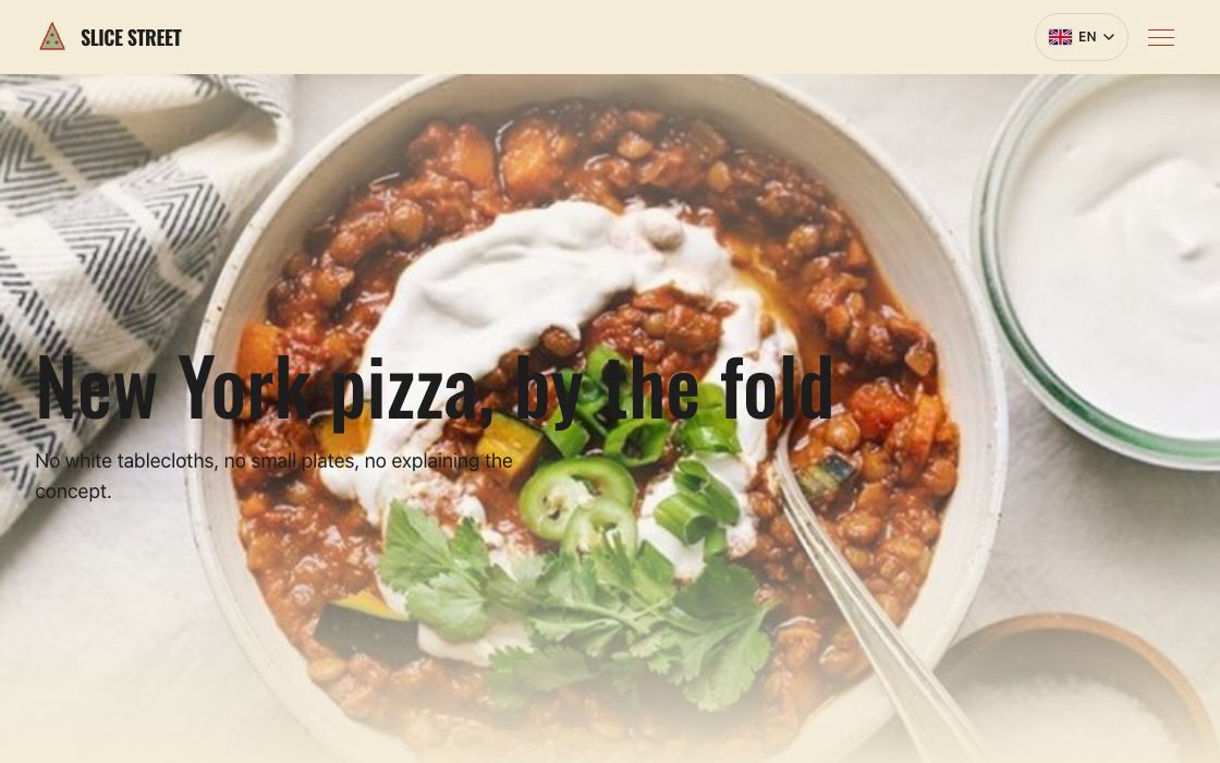 Slice Street restaurant website design