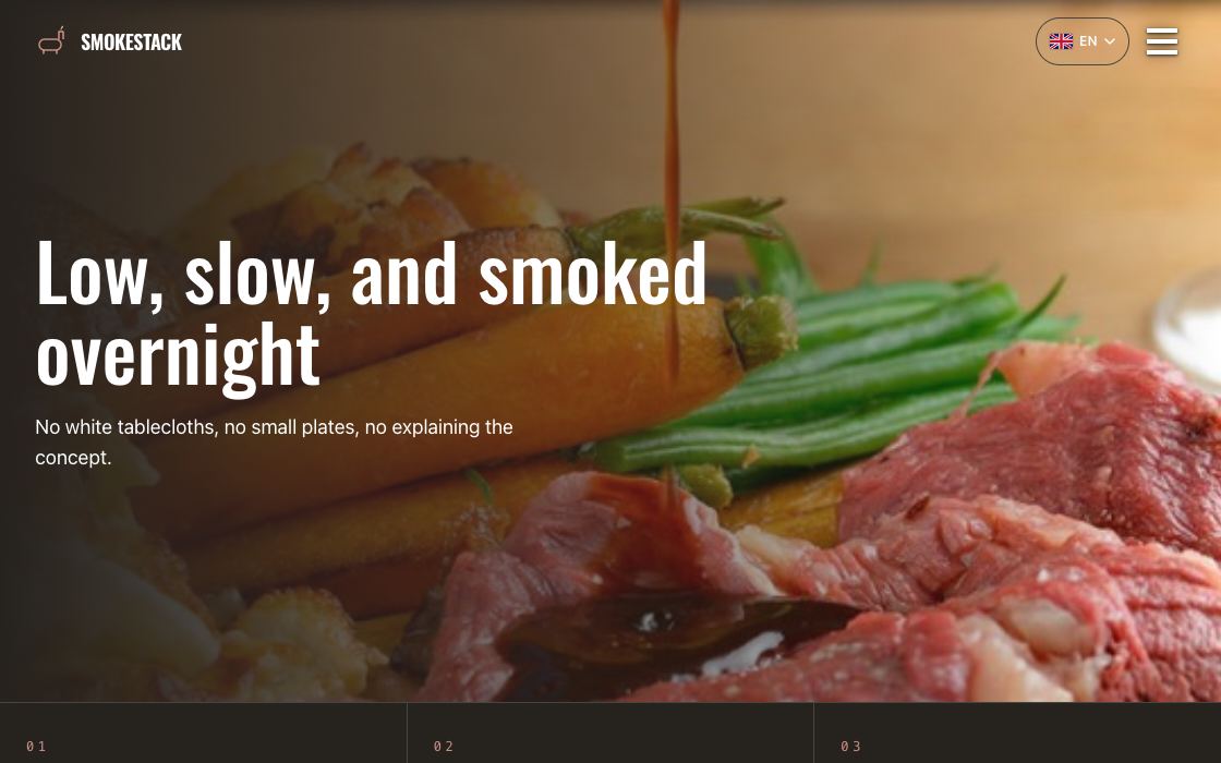 Smokestack BBQ restaurant website design
