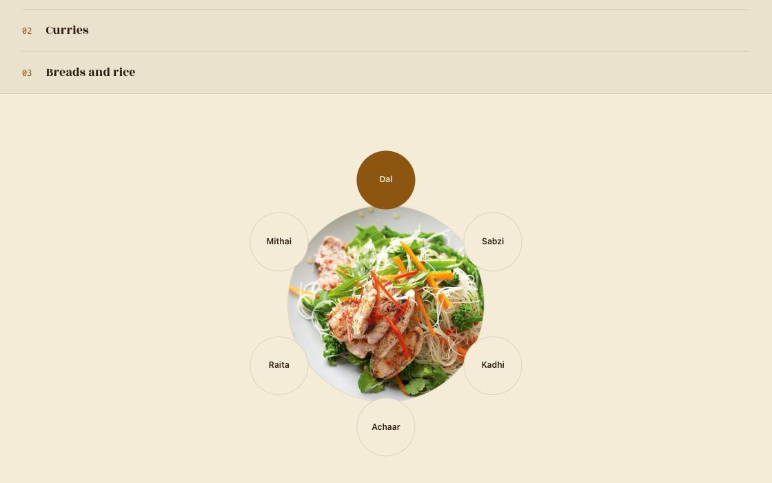 Thali Ghar restaurant website design