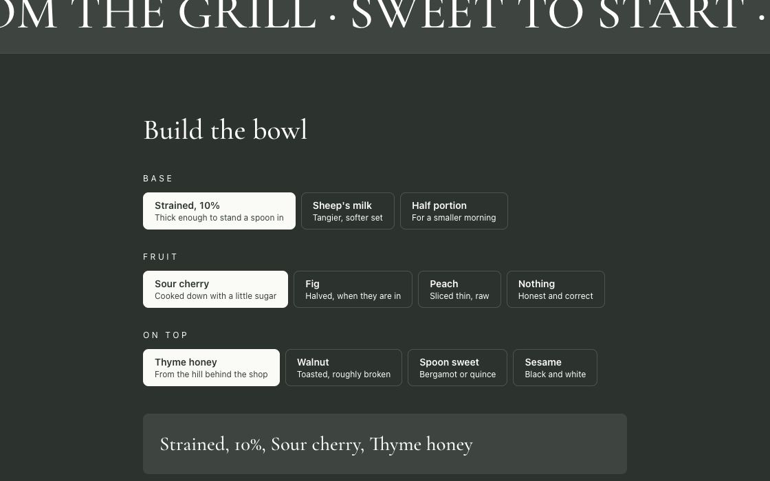 Yiaourti Bowl restaurant website design
